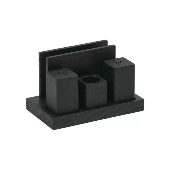 Набор для специй и салфеток дуб черный 17х10 см