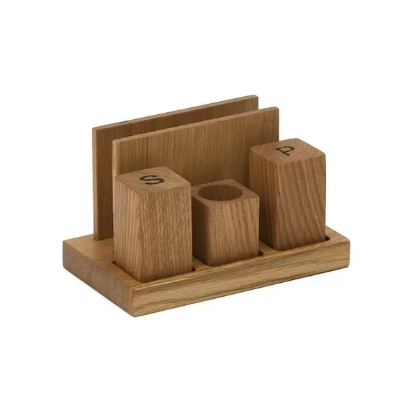 Набор для специй и салфеток дуб, бук 17х10 см