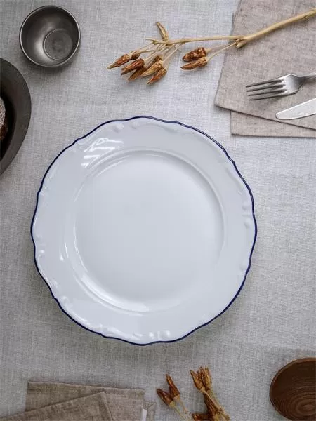 Тарелка мелкая 31 см, кант синий