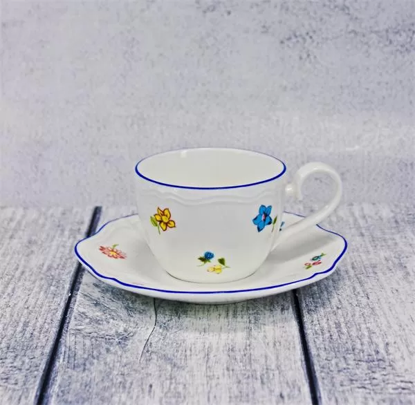 Чашка 220 мл, 12,5×8,8 см h 6,3 см, фарфор, Grazia с деколью Цветы