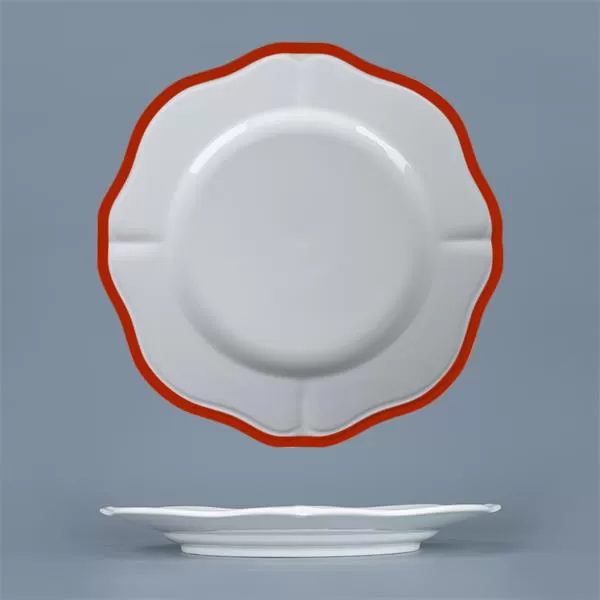Тарелка мелкая d 28,5 см h 2,7 см, фарфор, Grazia, кант красный