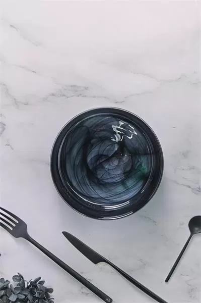 Салатник d 18 см h 5,5 см, стекло, цвет / декор бело-черный, Asos