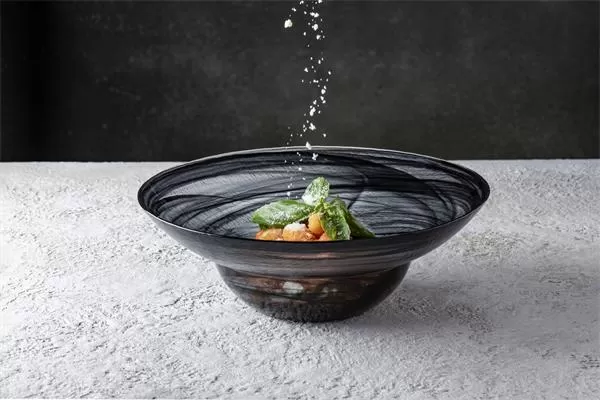 Салатник d 25 см h 8,5 см, стекло, цвет / декор бело-черный, Estonia