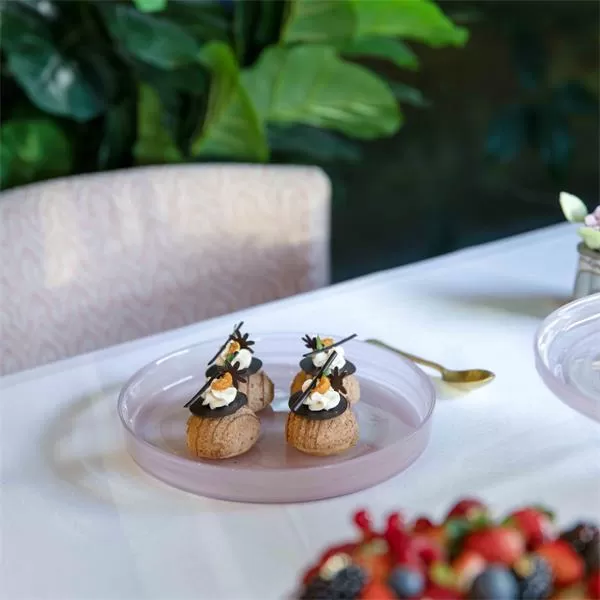 Тарелка d 21 см h 2,5 см, стекло, цвет / декор бело-розовый, Asos