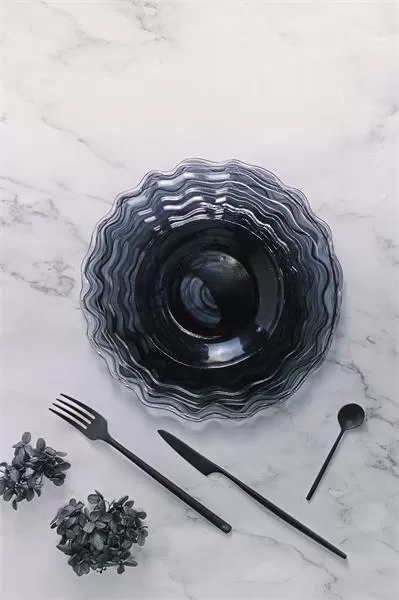 Тарелка d 27 см h 2 см, стекло, цвет / декор бело-черный, Osho