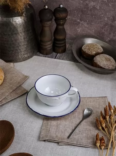 Блюдце 12 см, кант синий