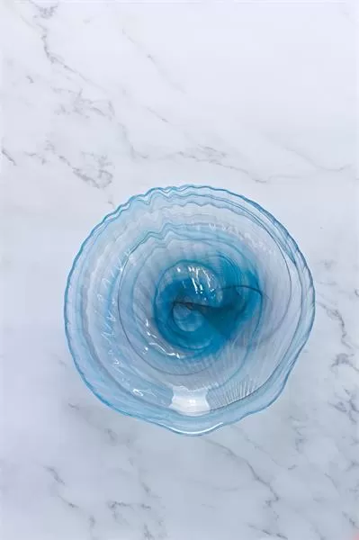 Салатник 25,5×26 см h 6 см, стекло, цвет / декор бирюзовый с белым и черным, Testa