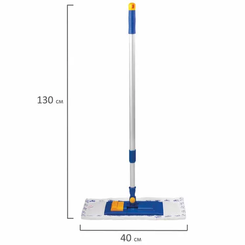 Швабра с флаундером 40 см, телескопический черенок 130 см, резьба 1,6 см, микрофибра/абразив (тип К), ЛАЙМА
