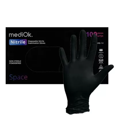 Перчатки нитрил ЧЕРНЫЕ Mediok XL 50пар/упак /10