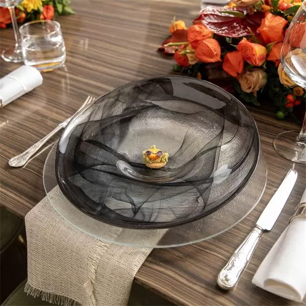 Тарелка для пасты d 30 см h 9 см, стекло, цвет / декор бело-черный, Ola