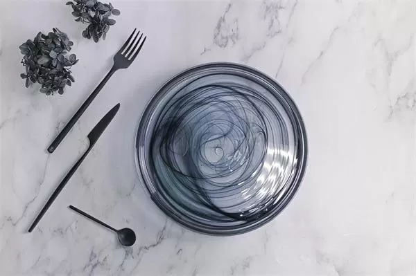 Тарелка d 21 см h 2,5 см, стекло, цвет / декор бело-черный, Asos