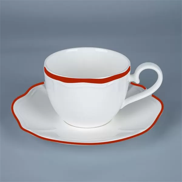 Блюдце d 16 см h 2,2 см, фарфор, Grazia, кант красный