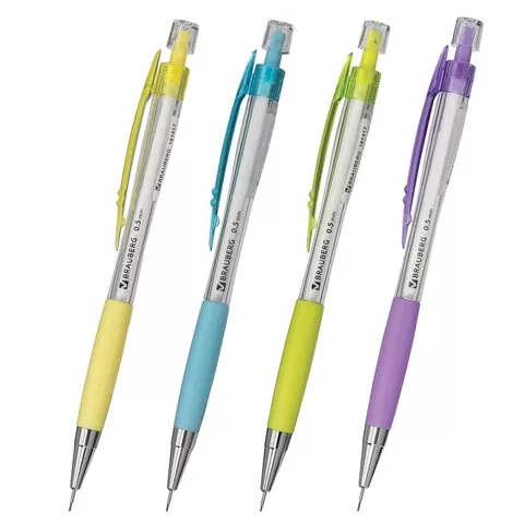 Карандаш механический 0,5 мм, BRAUBERG «Elegant», резиновый грип, корпус ассорти