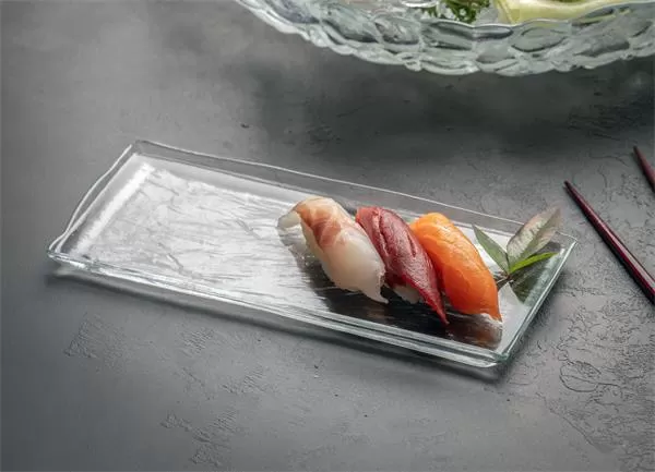 Тарелка прямоуг. 24×9,5 см h 1,5 см, стекло, прозрачная, Helix