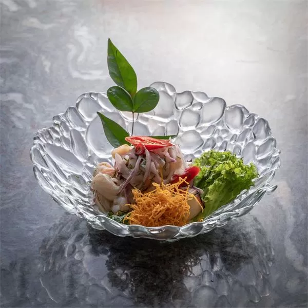 Салатник d 22 см h 6 см, стекло, прозрачный, Pebble