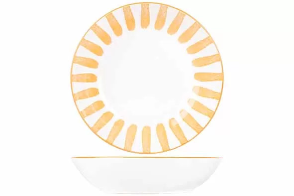 Тарелка суповая d 20 см, цвет белый / оранжевый