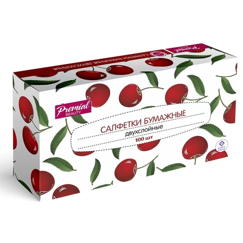Салфетки косметические Premial 2-сл.белые 100 л/уп