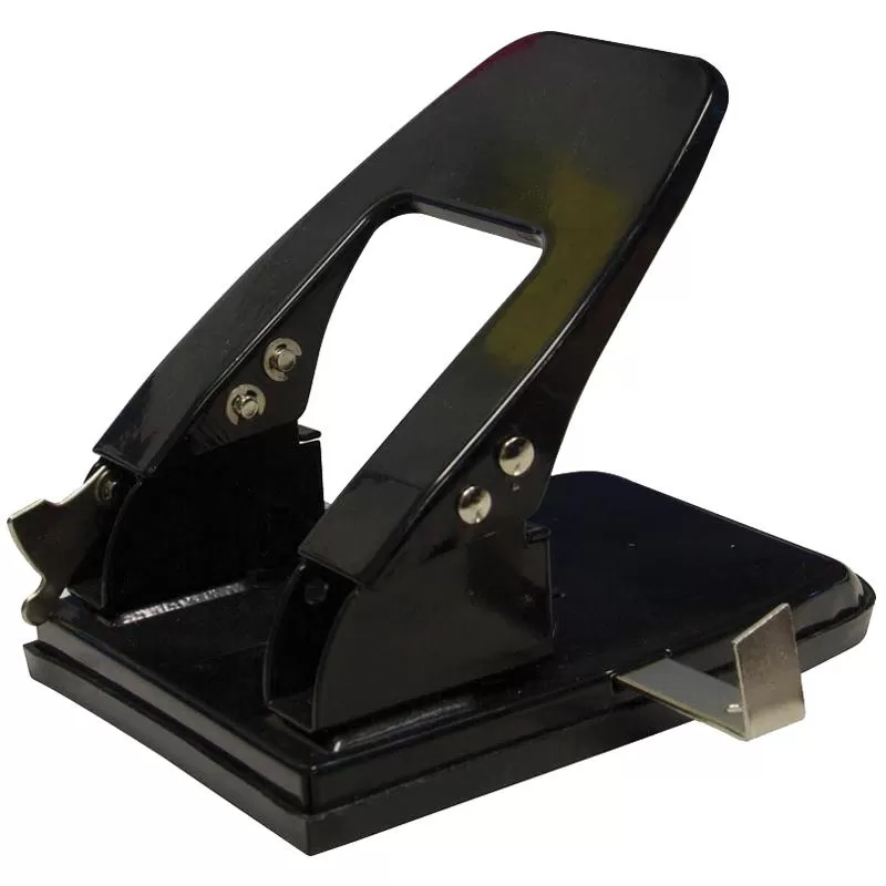 Дырокол 30л., металлический, черный, с линейкой