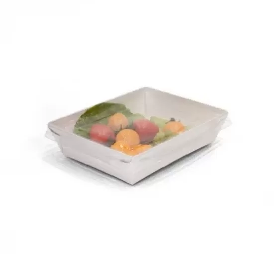 Контейнер бумажный белый Crystal box, 900мл с прозрачной крышкой 50шт/упак /6