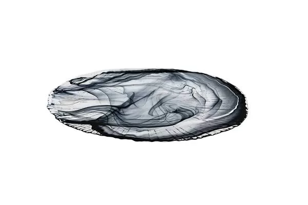 Тарелка овальная 21×13 см h 2,5 см, стекло, цвет / декор бело-черный, Focus