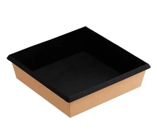 Лоток крафт цвета снаружи, изнутри чёрный 950 мл (Oneclick) 50шт/упак /6