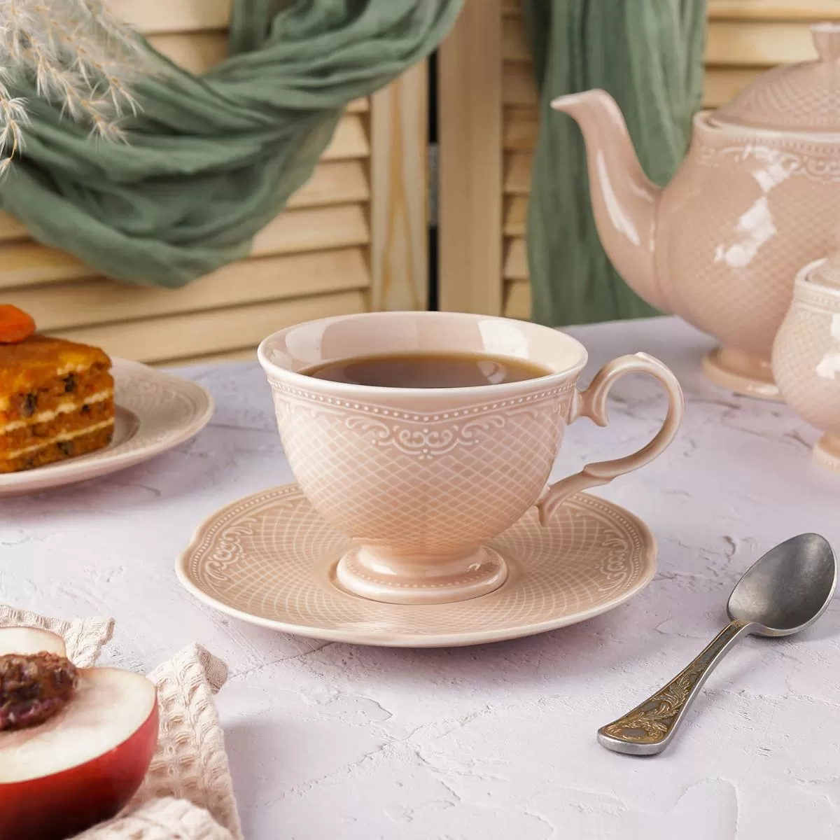 Чайная пара 250 мл, фарфор,серия "Aristocrat-Peach Tea", Noble