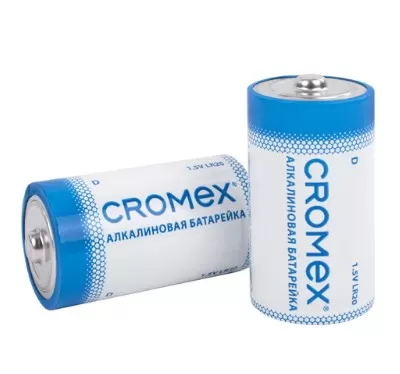 Батарейки алкалиновые КОМПЛЕКТ 4 шт., CROMEX Alkaline, D (LR20, 13А), короб