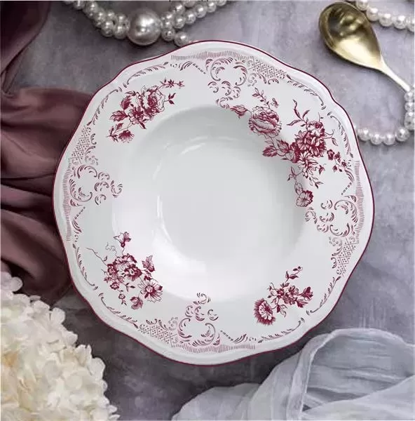 Тарелка глубокая / для пасты 280 мл, d 24,5 см h 4,3 см, фарфор, Red Rose