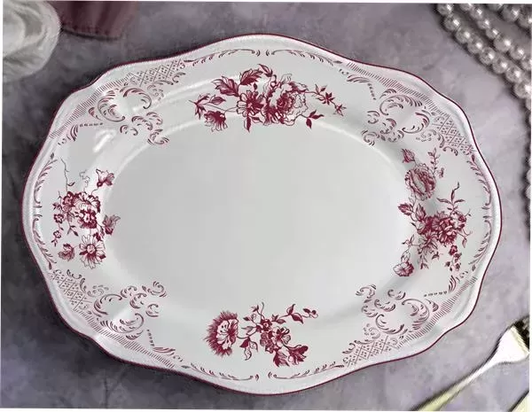 Блюдо овальное 32,5×23 см h 3 см, фарфор, Red Rose