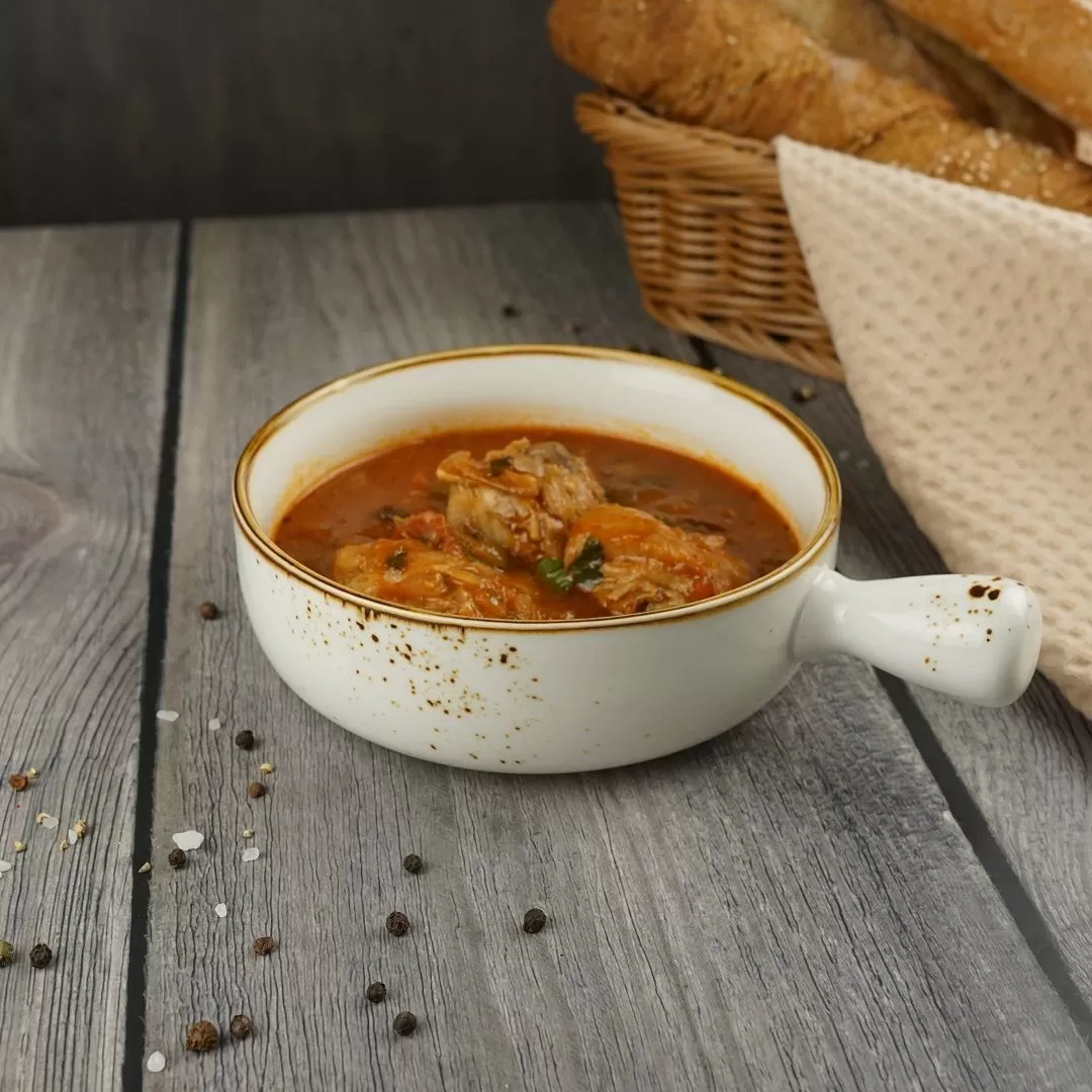 Блюдо с ручкой для подачи 500мл,  20*15 см, h=5 см, фарфор, серия "Элеганс" "The Sun" P.L.