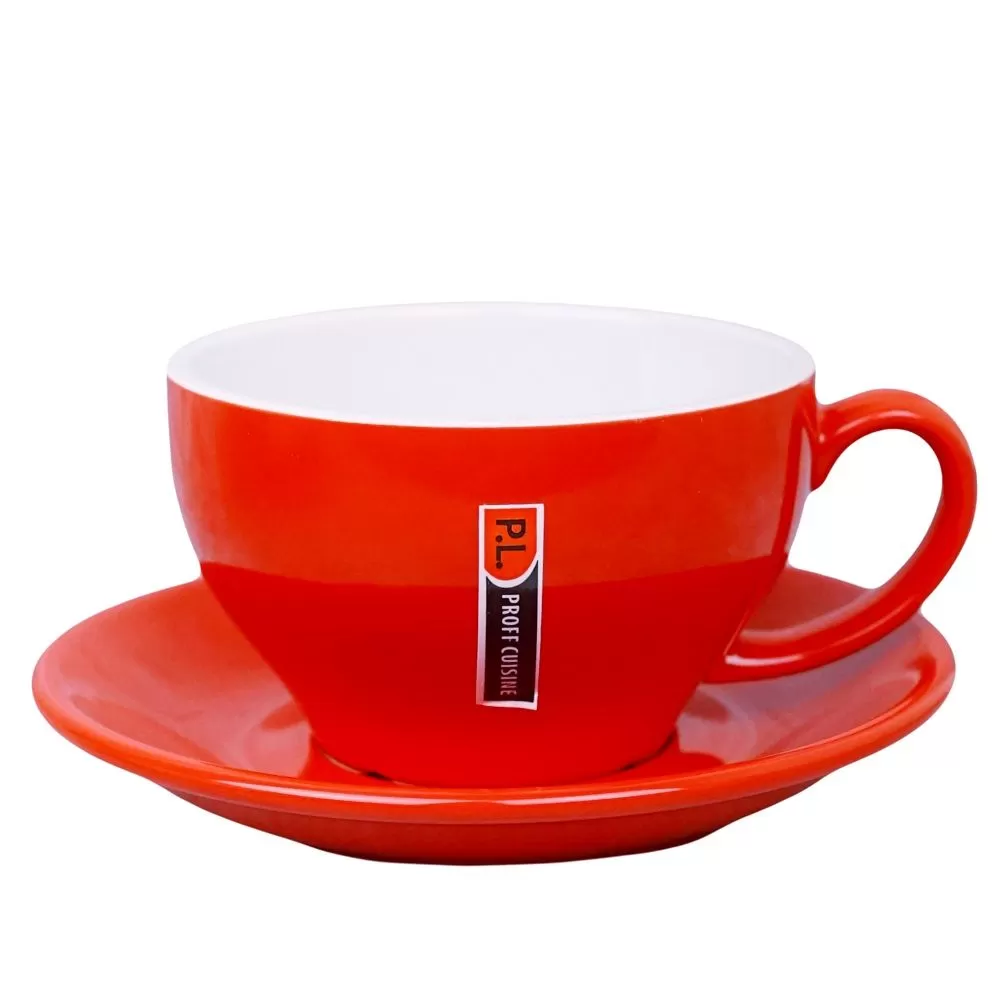 Чашка с блюдцем красная Barista (Бариста) 300 мл, P.L. Proff Cuisine