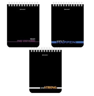 Блокнот МАЛЫЙ ФОРМАТ А6 108х145мм, 40л, гребень, картон, клетка, BRAUBERG, Black&notes