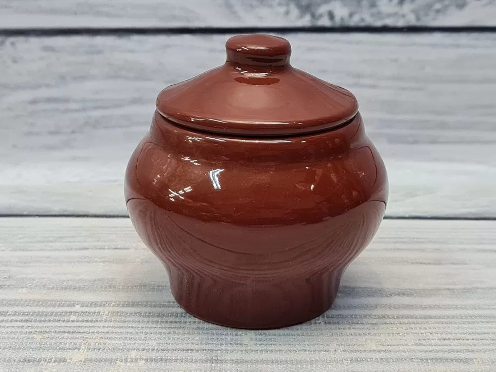 Горшочек с крышкой 150 мл, d6см, h6.5см, "Стандарт",керамика,Россия