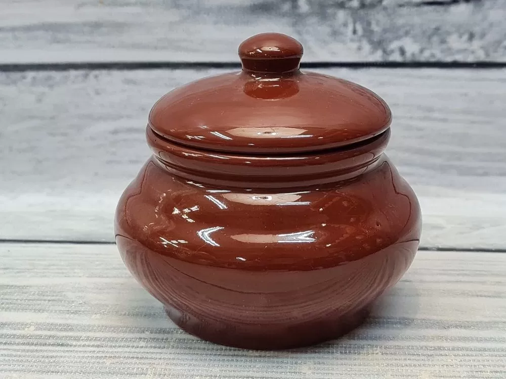 Горшочек с крышкой 250 мл, d8см, h7.5см, "Стандарт",керамика,Россия