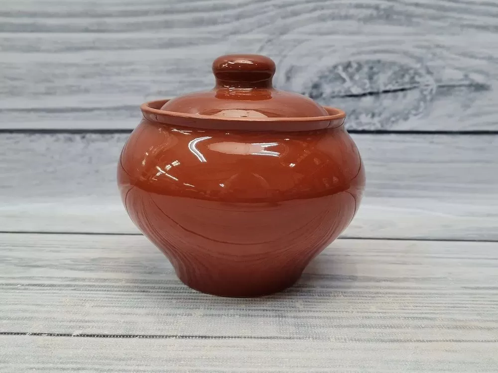 Горшочек с крышкой 600 мл, d10.5см, h10см, "Стандарт",керамика,Россия