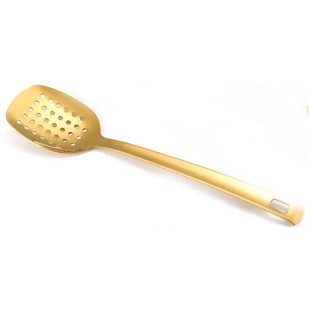 Ложка сервировочная,перфорированная 26см,PVD,золотой цвет  PL Proff Cuisine