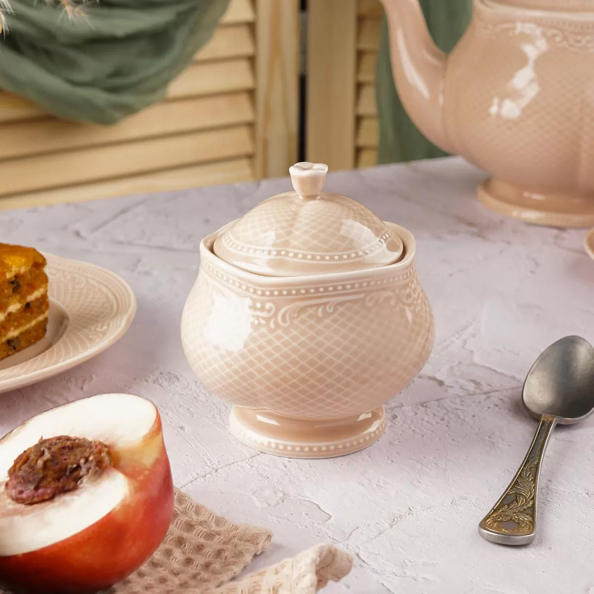 Сахарница 200 мл, фарфор,серия "Aristocrat-Peach Tea", Noble