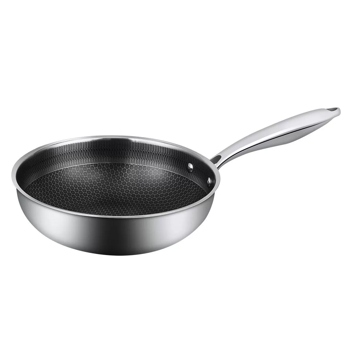 Сковорода Вок (WOK) 28/19 см, h 8,6 см Honeycombs нерж.3-х слойная, ИНДУКЦИЯ P.L. Proff Cuisine