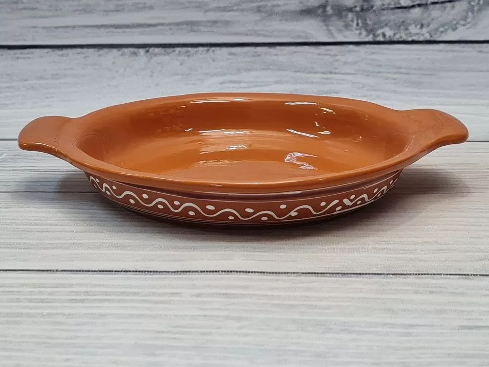 Тарелка с ручками для подачи и запекания d=21.5 cм,300 мл, керамика, Россия