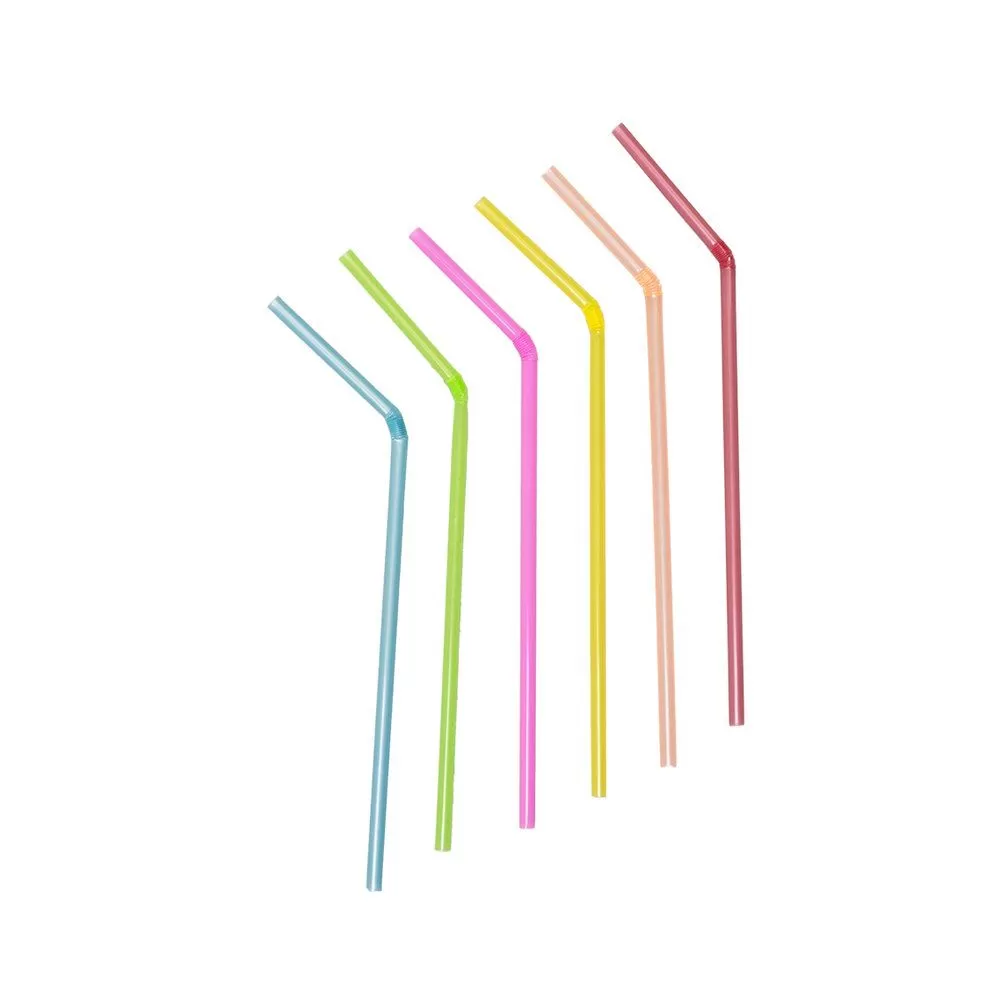 Трубочки для коктейля со сгибом неон, 21 см, d 5 мм, 1000 шт