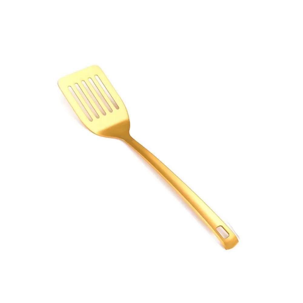Лопатка сервировочная,перфорированная 28см,PVD,золотой цвет  PL Proff Cuisine