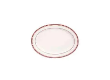 Блюдо овальное с римом 23,5×17 см h 2,3 см, фарфор, кант красный, Rouge