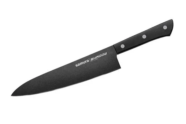 SH-0085/K Нож кухонный «Samura SHADOW» Шеф с покрытием Black-coating 208 мм, AUS-8, ABS пластик