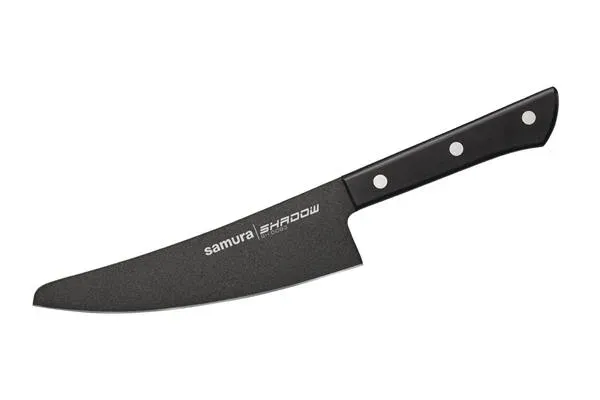 SH-0083/K Нож кухонный «Samura SHADOW» малый Шеф с покр. Black-coating 166 мм, AUS-8, ABS пластик