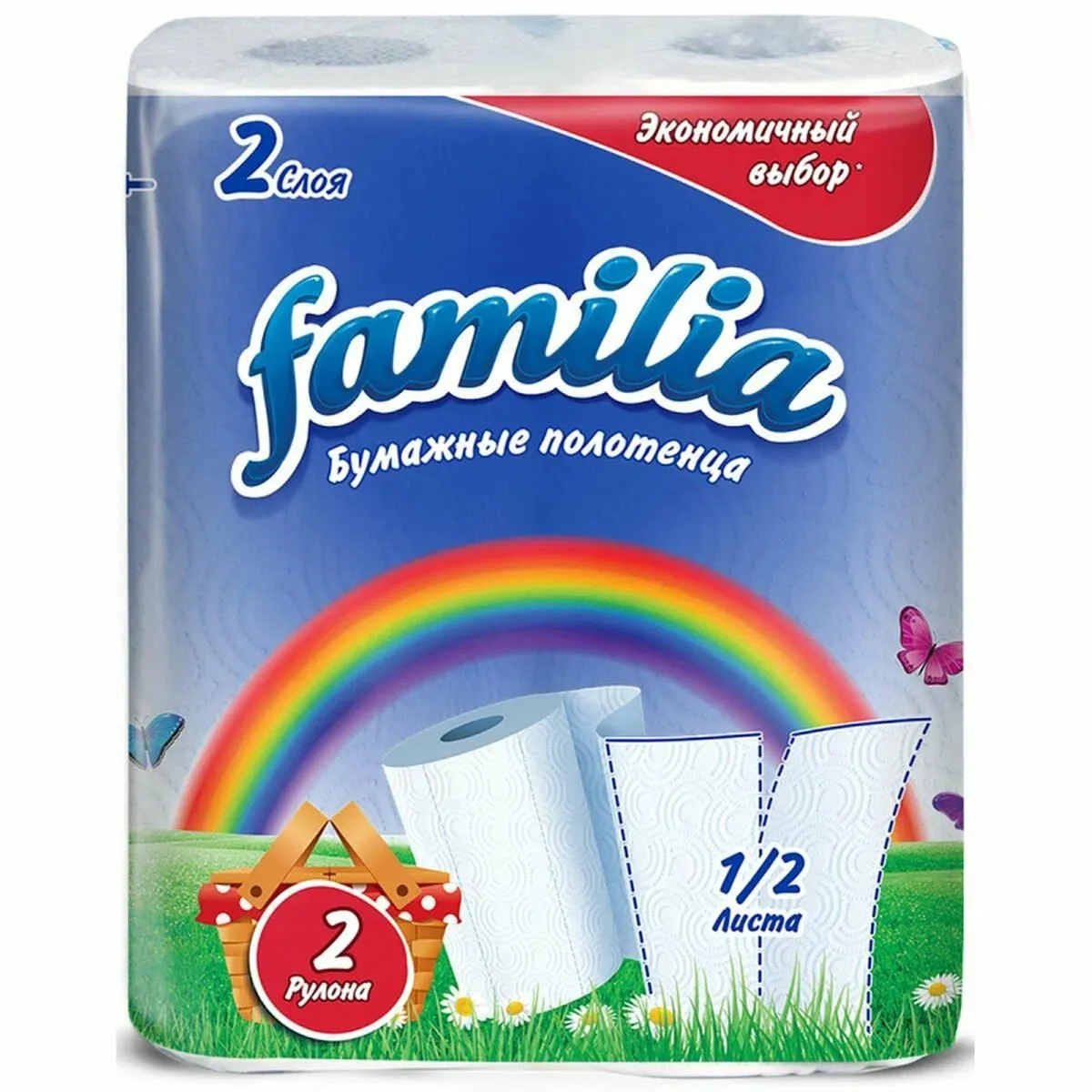 Полотенца рулонные FAMILIA 2сл 80л, 9.6 м 2шт/16