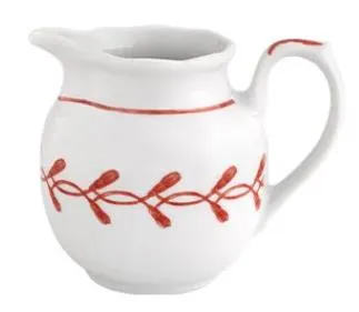 Молочник с ручкой 190 мл, 10,1×7,5 см h 8,1 см, фарфор, цвет белый / красный, Jane coral