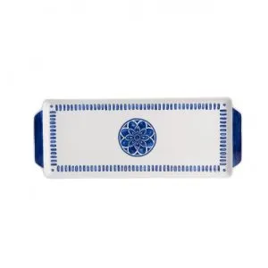Поднос 2 с ручками 39,4×15,2 см h 1,9 см, фарфор, цвет белый / синий, Азур Люкс / Azure Lux