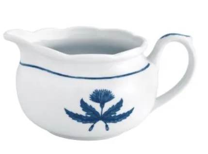 Соусник с ручкой 350 мл, 15,1×11,1 см h 7,6 см, фарфор, цвет белый / синий, Jane blue
