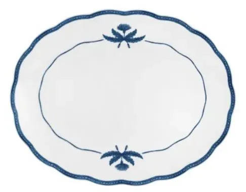 Блюдо овальное 33,5×26,7 см h 3,6 см, фарфор, цвет белый / синий, Jane blue