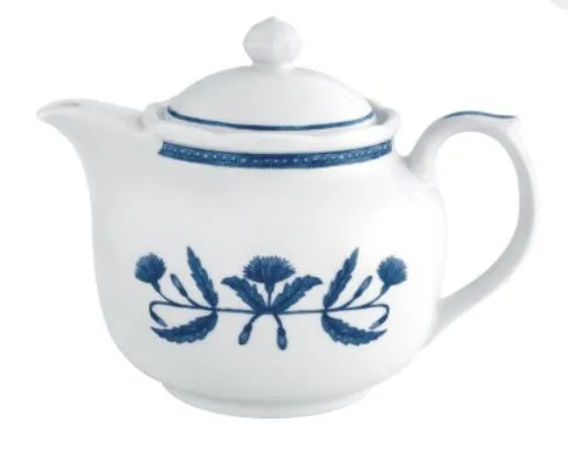 Чайник с крышкой 877 мл,19×13,5 см h 10,8 см, фарфор, цвет белый / синий, Jane blue